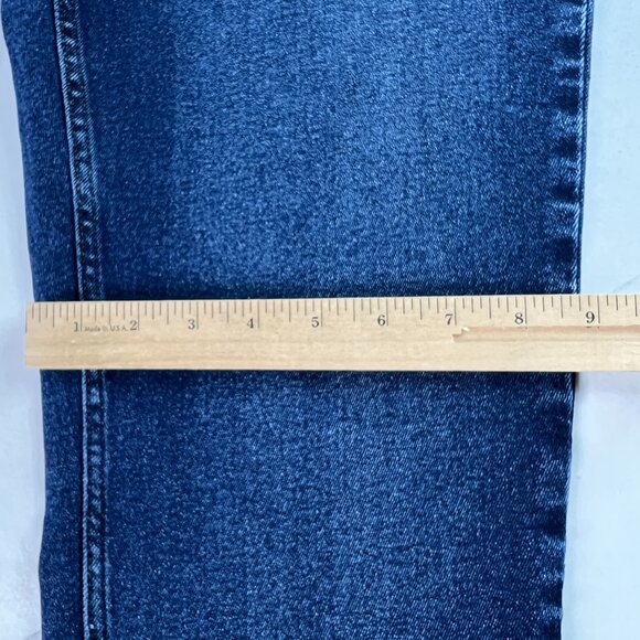 Zara Jeans Women 32 x 25* High Rise Boot Cut Crop Dark Blue Raw Hem Denim Tag 12 - Picture 13 of 16